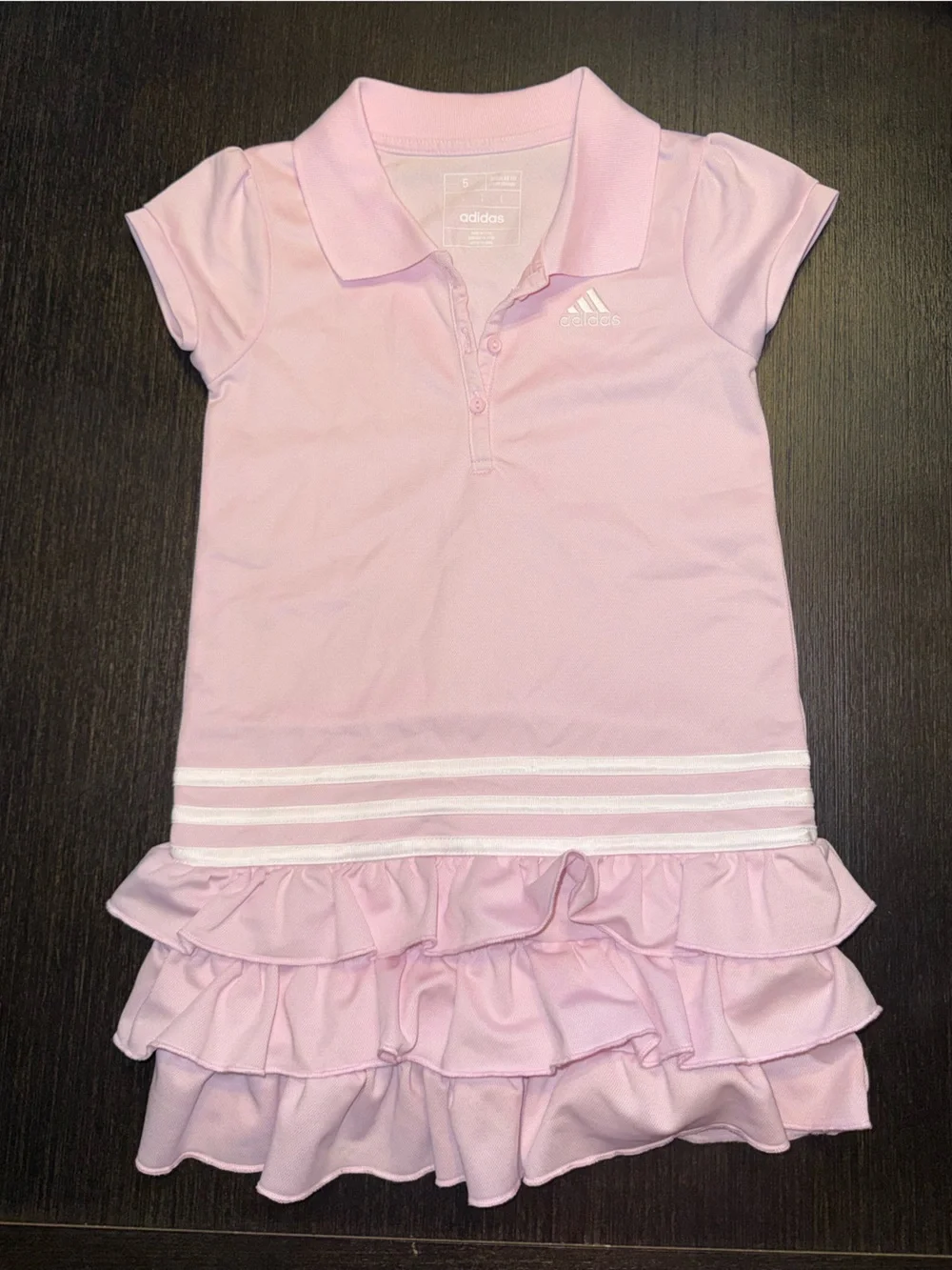 adidas Girls' Light Pink Polo Dress with SS Ruffle Size 5